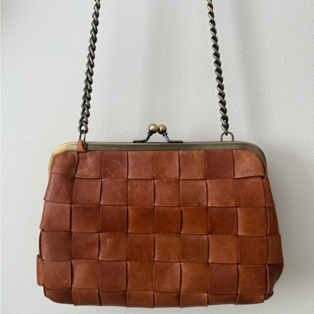 Margot Genuine Leather Woven Shoulder Bag
